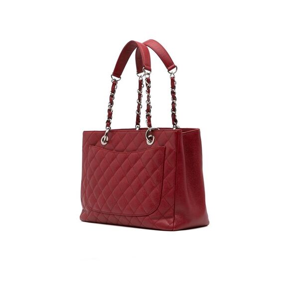 Pre Loved Chanel Classic Tote Quilted Caviar Leather Women Red Tote Bags - Picture 2 of 8